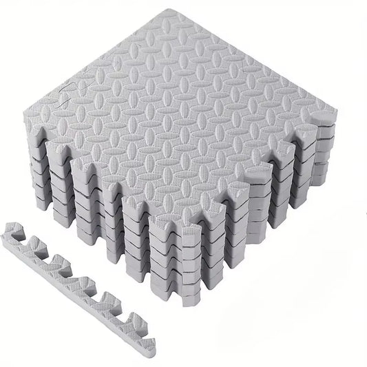 EVA Foam Interlocking Exercise Mat Tiles Extra Thick PVC Gym Flooring for Fitness Yoga Aerobics Non-Slip Black Mat 16Pcs