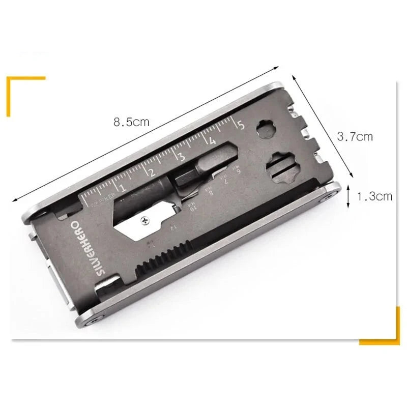 Portable Outdoor EDC Multitool with LED Light - Stainless Steel Screwdriver and Wrench Set for Bicycle Repair