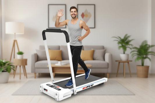 2.5HP under Desk 2 in 1 Folding Treadmill for Home Office, Foldable Compact Electric Walking Running Machine W/ Remote Control & LED Display, Walking Running Jogging (White)